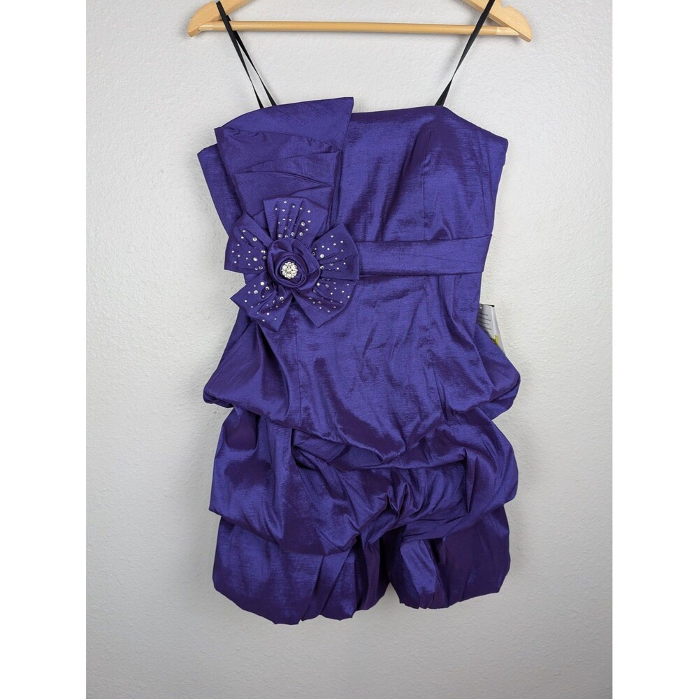 Jodi Kristopher Girls Purple Formal Party Dress with Flower Accent